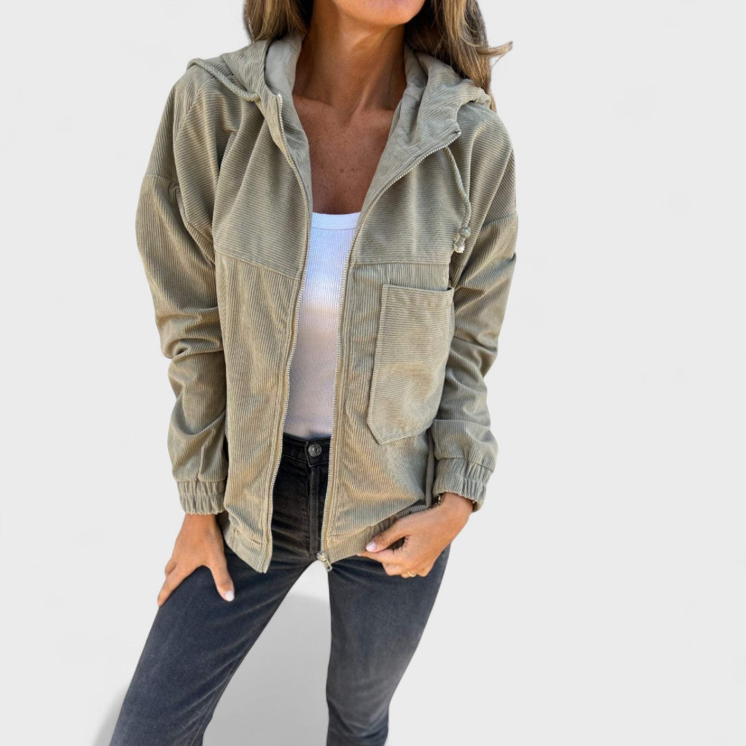 Pavla - Sametový kabát s kapucí a zipem