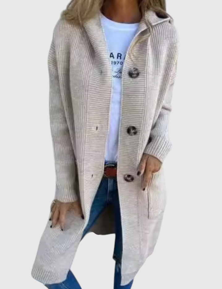 Giselle – Dlouhý pletený kabát s kapucí