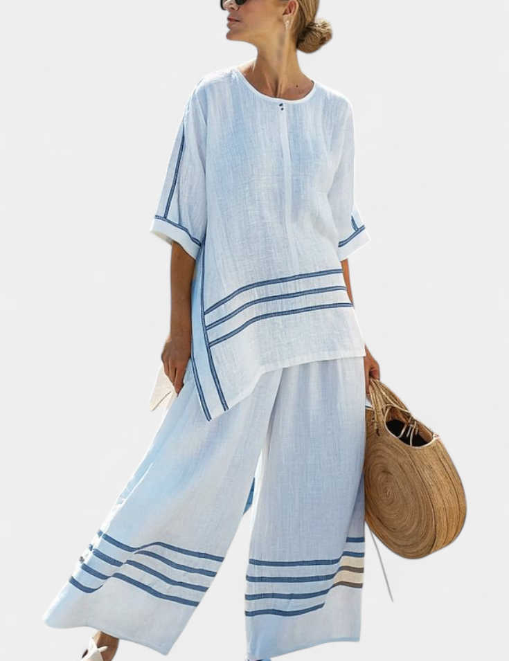 Overal s širokými pruhy a asymetrickým střihem - moderní a pohodlný styl