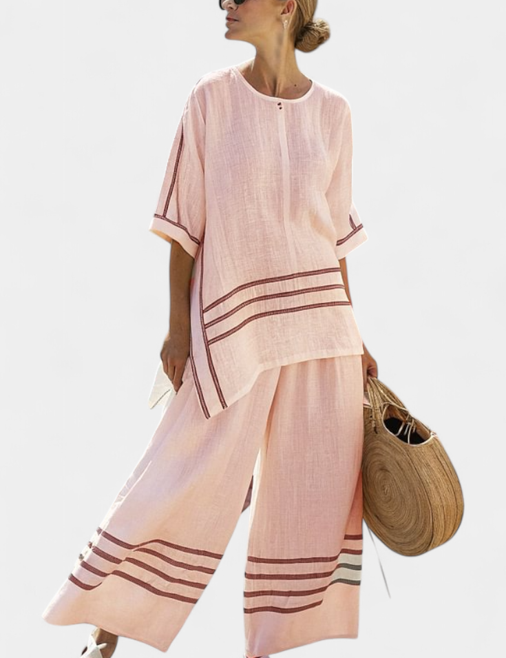 Overal s širokými pruhy a asymetrickým střihem - moderní a pohodlný styl