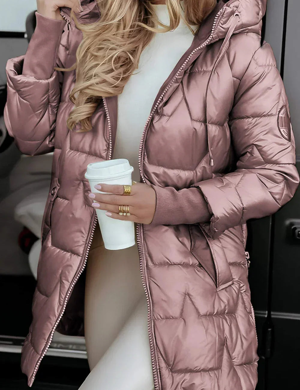 Nolwen - Stylový Zimní Kabát S Kapucí A Výplní